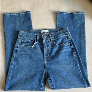 LOFT The Kick Crop Wide Leg Jeans in Classic Blue Size 26/2